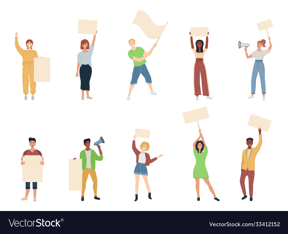 Crowd protesting people Royalty Free Vector Image