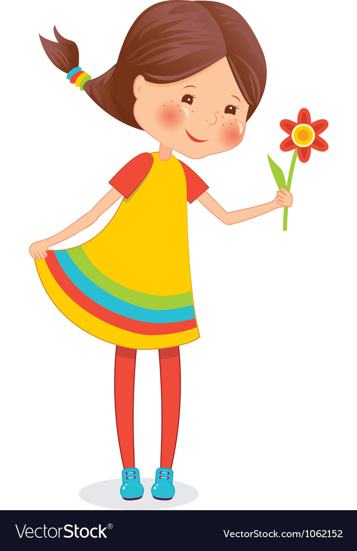 Girl with flower Royalty Free Vector Image - VectorStock