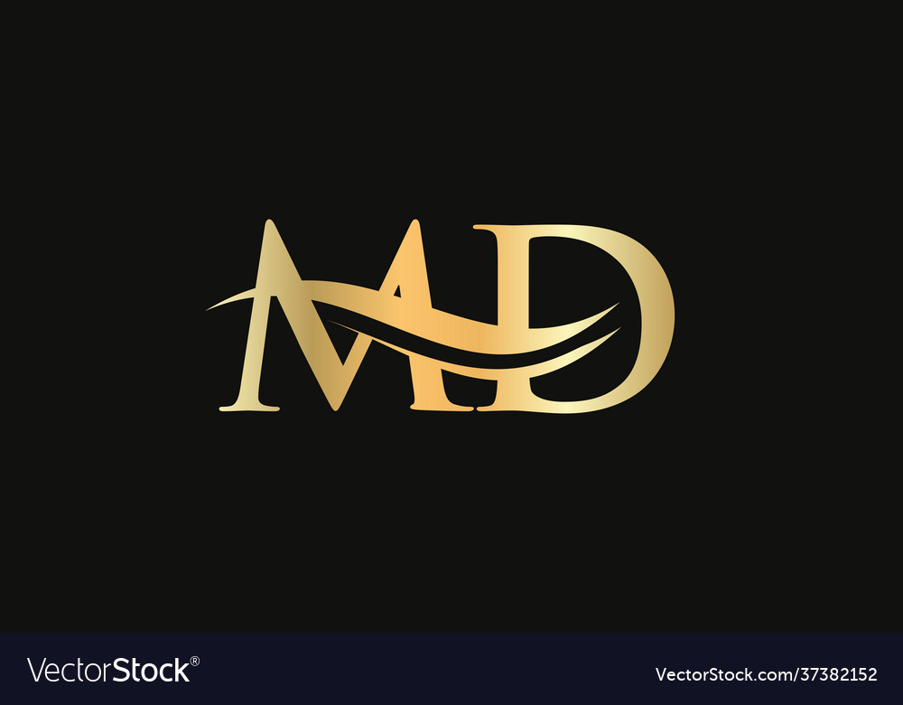 Gold md letter logo design md logo design Vector Image