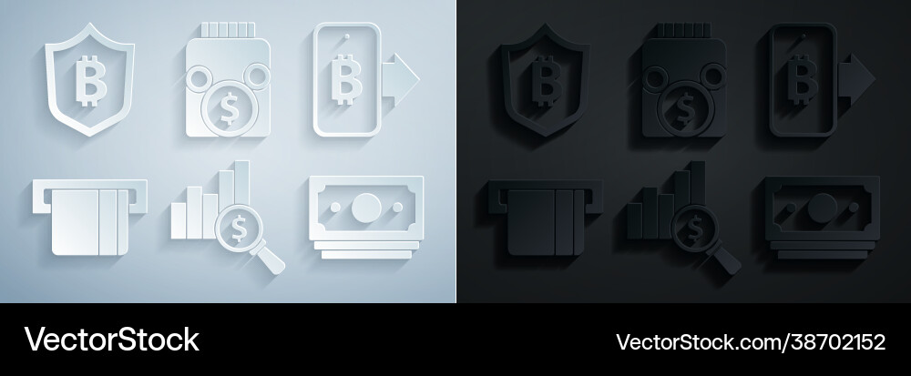 Set pie chart and dollar mining bitcoin from Vector Image