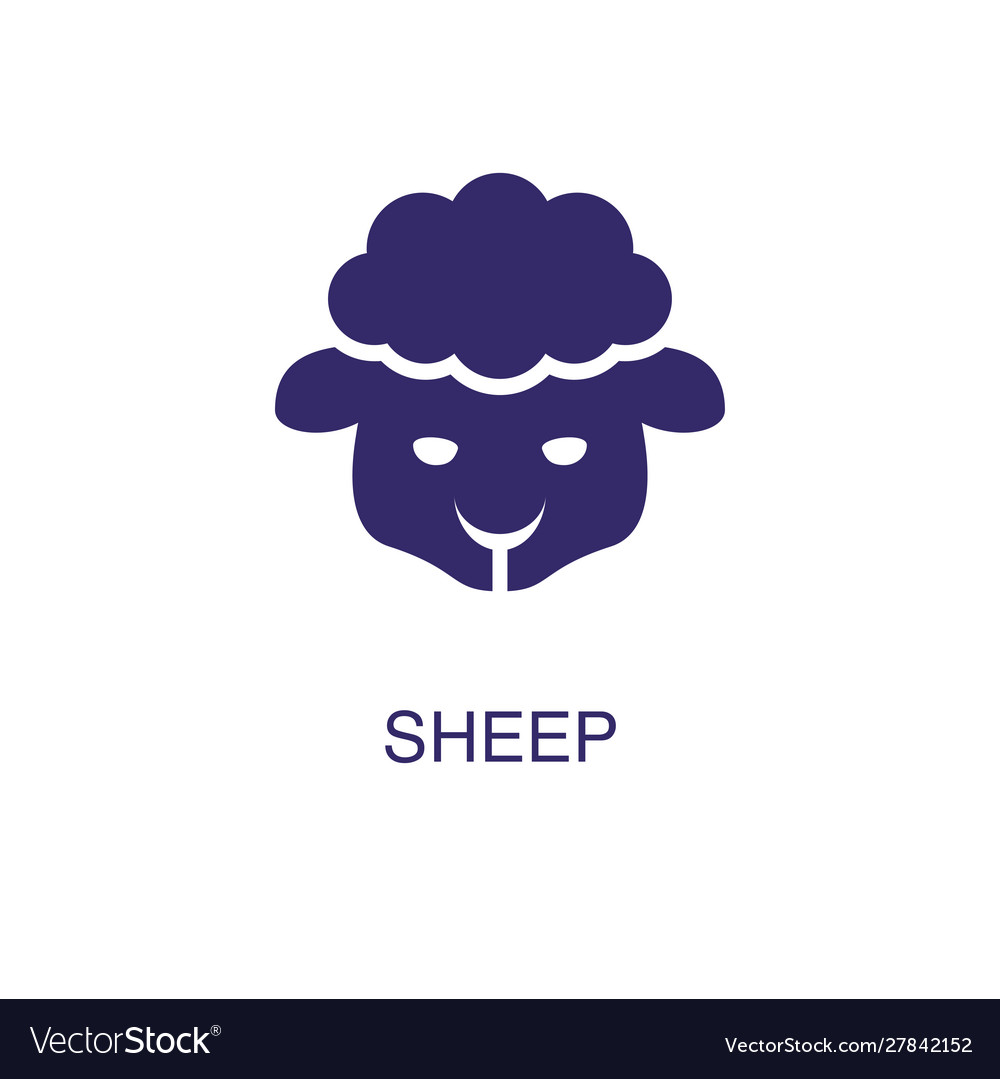 Sheep element in flat simple style on white Vector Image