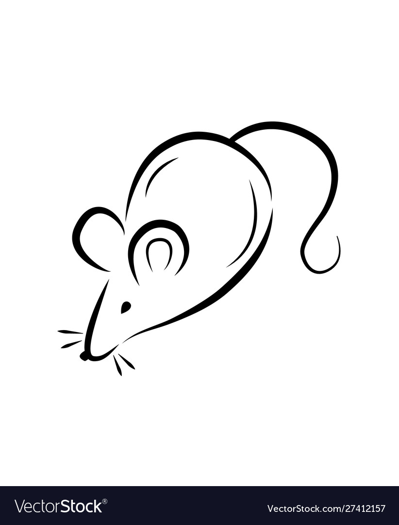 Black silhouette a rat or mouse on a white Vector Image