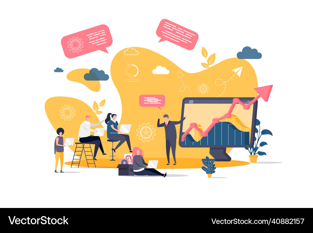Business training concept in flat style Royalty Free Vector