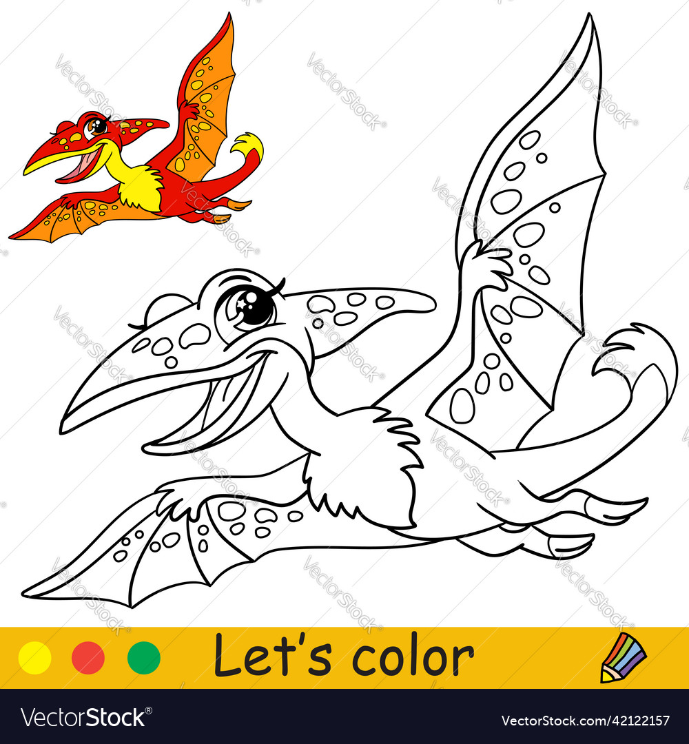 Dinosaur pterodactyloidea coloring page Royalty Free Vector