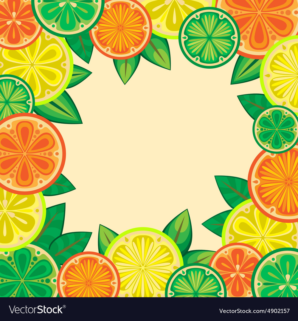 Decorative Frame Oranges Lemons And Limes Vector Image