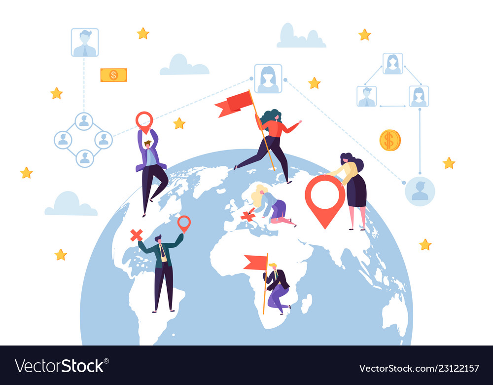 Global business social connection worldwide Vector Image