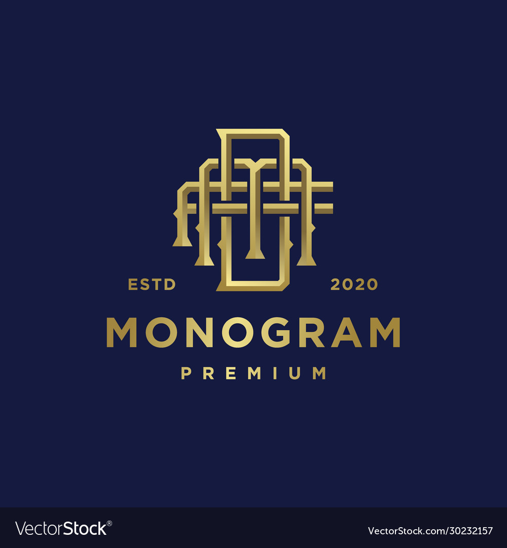 Monogram business golden logo template