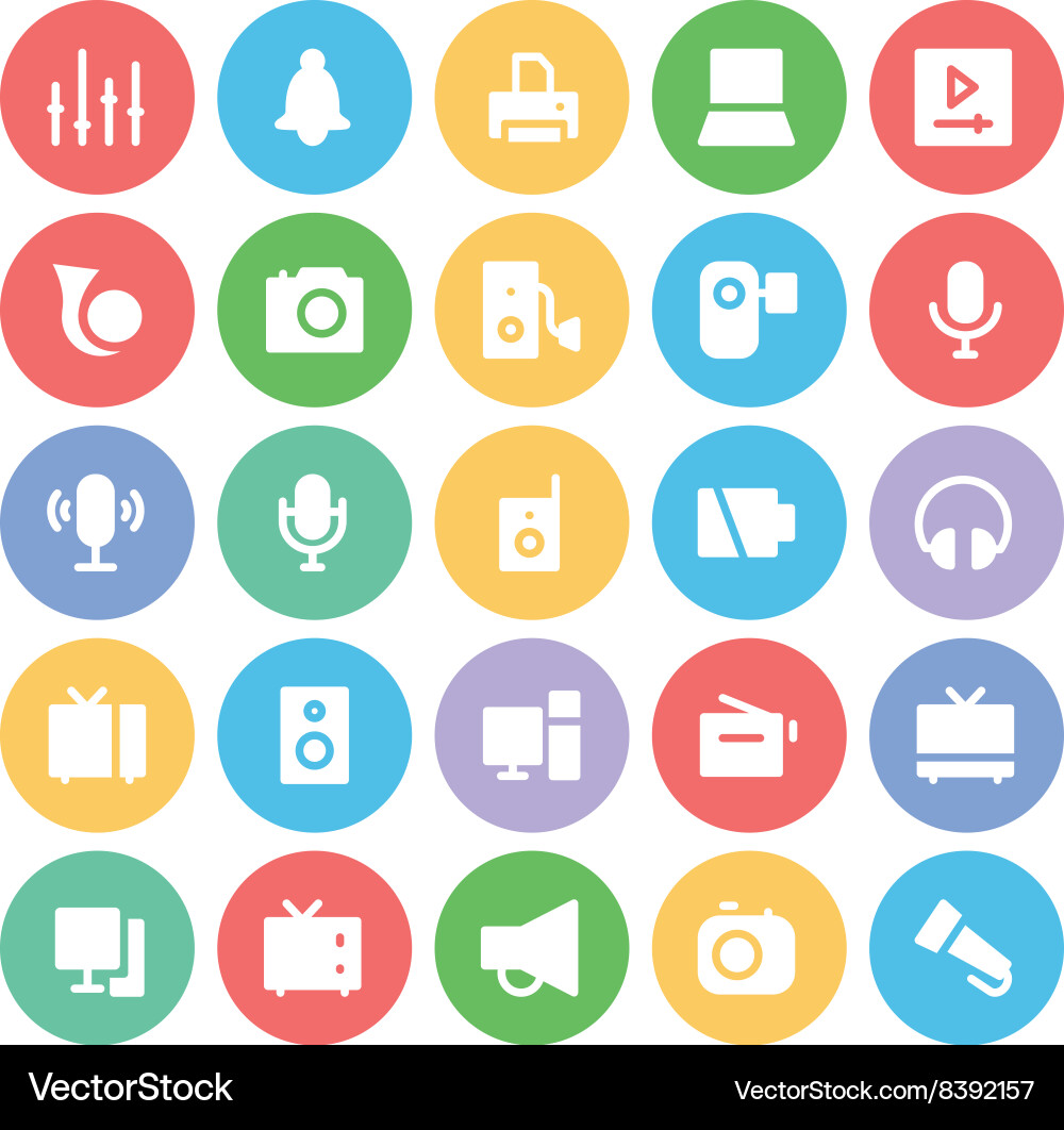Multimedia colored icons 4 Royalty Free Vector Image