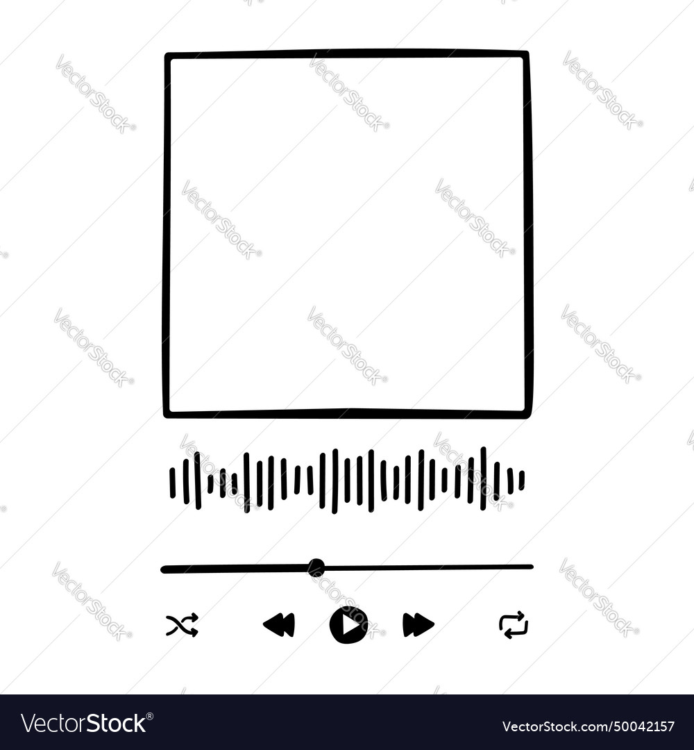 Music player interface in doodle style handdrawn Vector Image