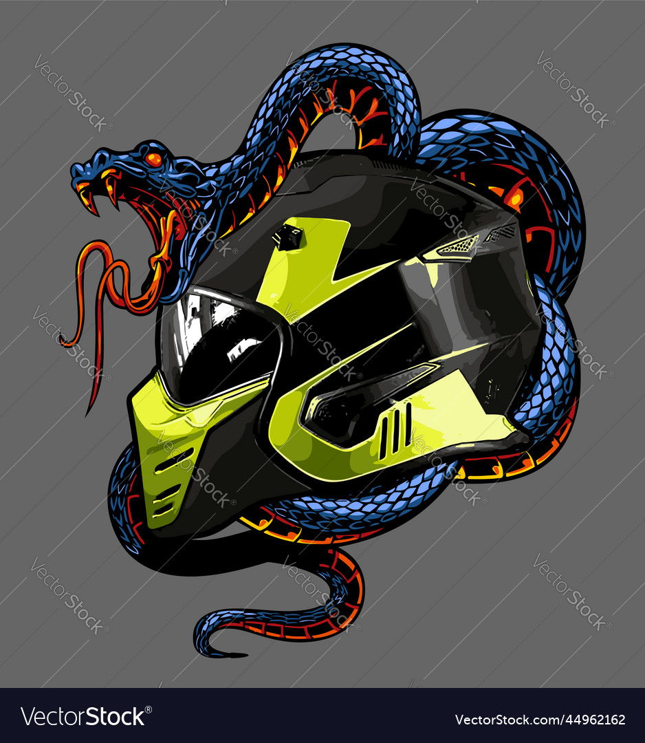 Black helmet with yellow green accents wrapped Vector Image