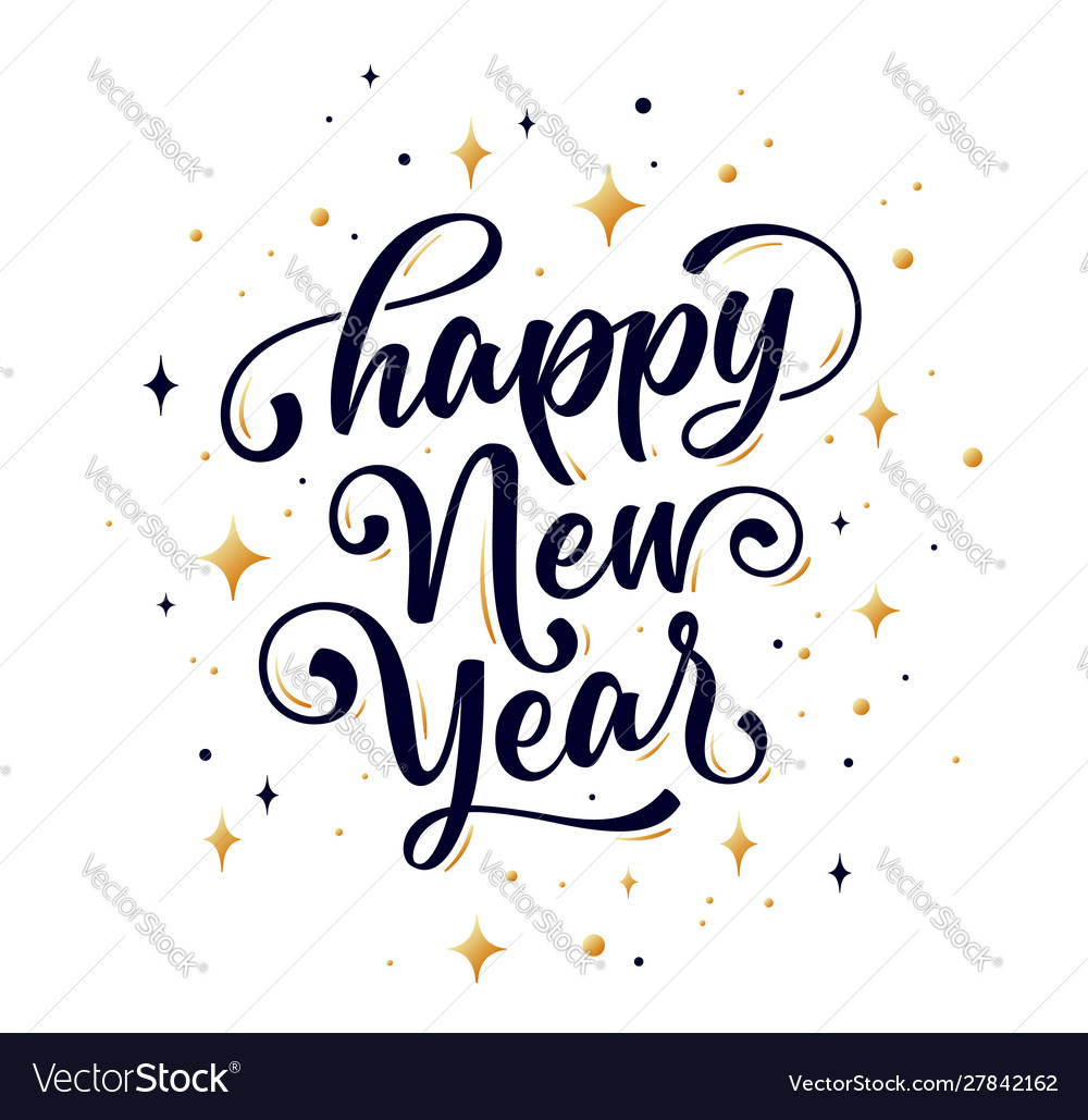 Happy new year lettering text for happy new year Vector Image