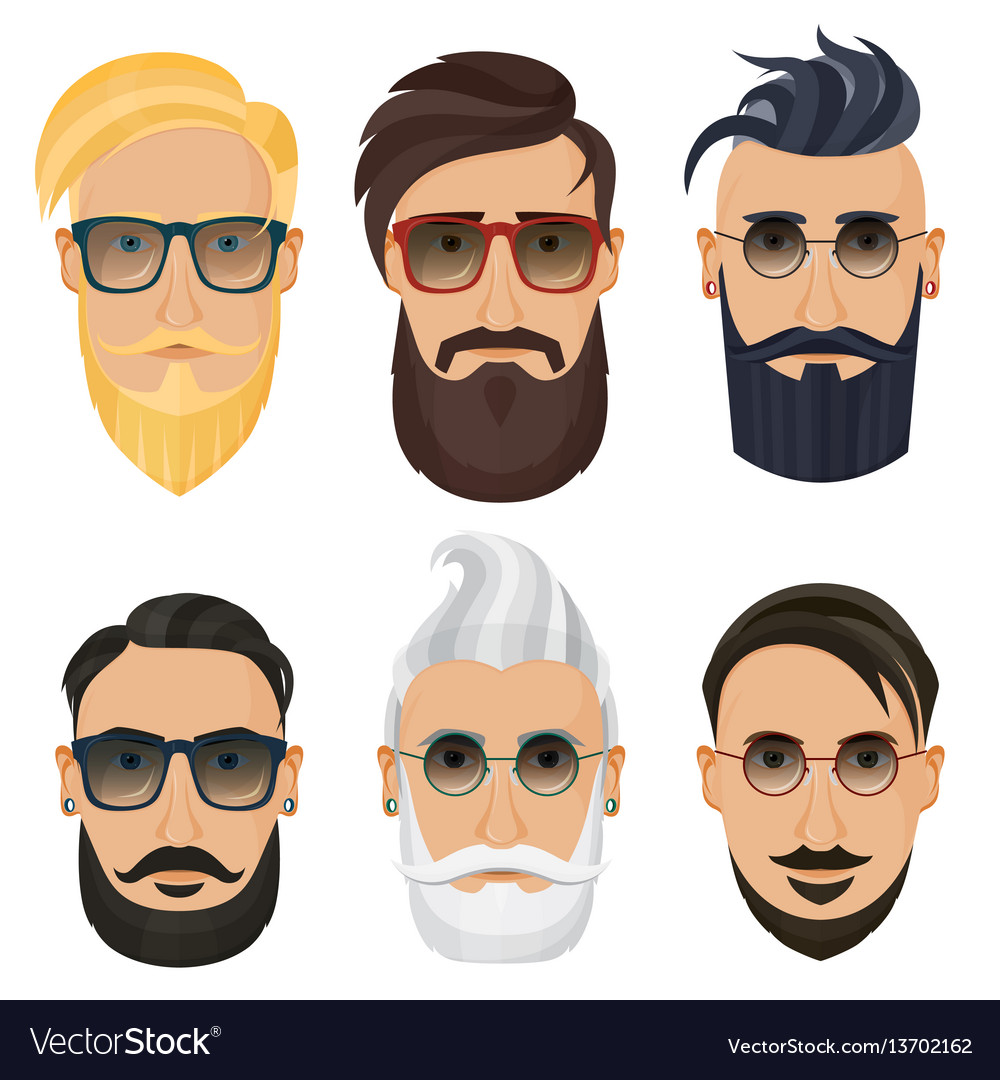 Hipster face on a white background bearded man Vector Image