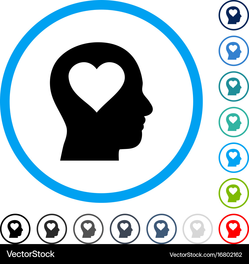 Love in head rounded icon Royalty Free Vector Image