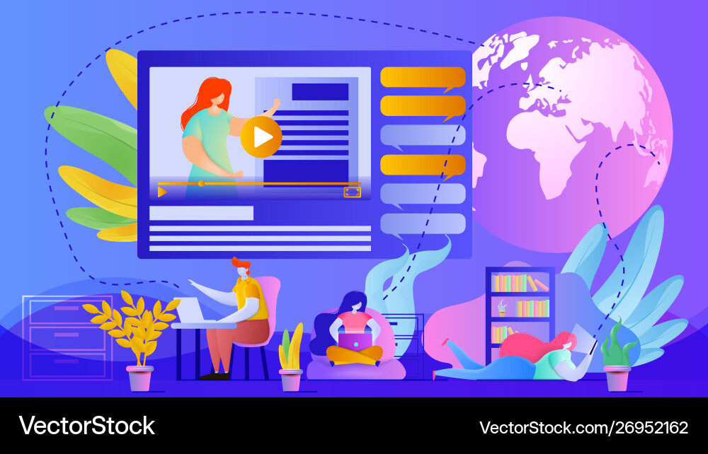 Online education design concept flat Royalty Free Vector