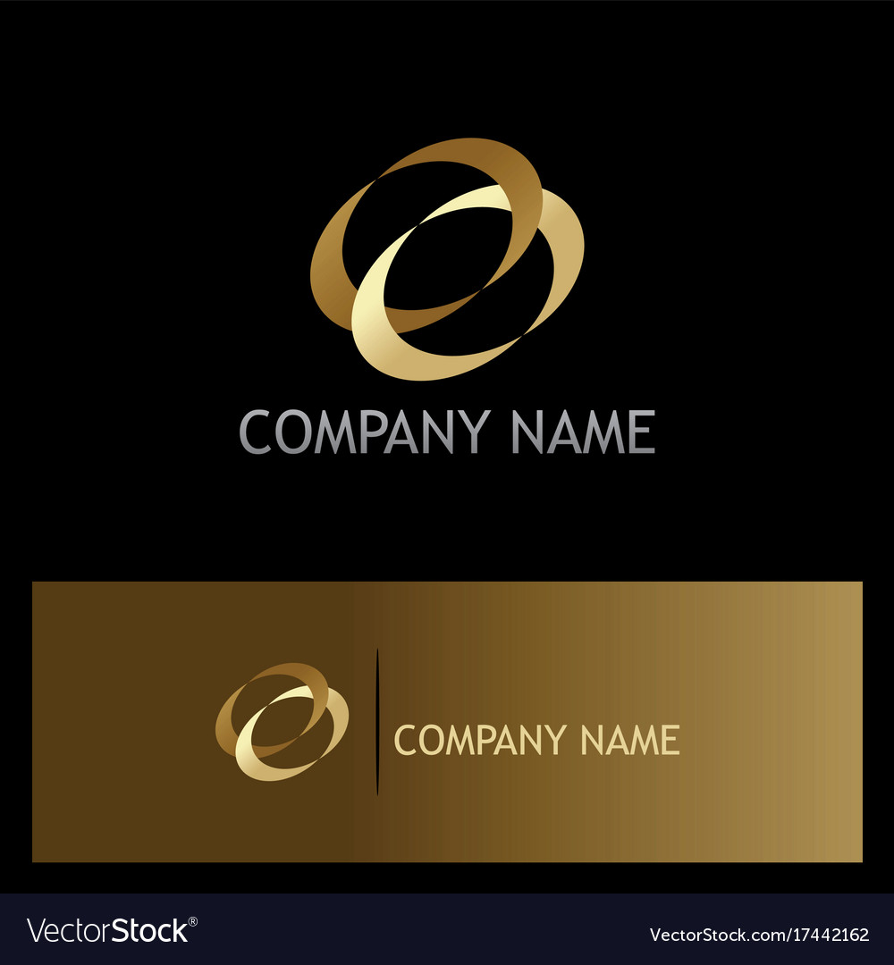 Ovale connection gold logo Royalty Free Vector Image