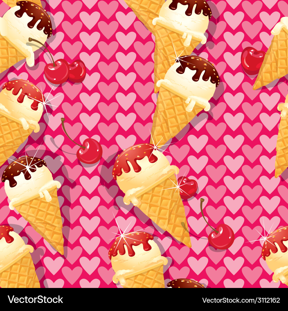 Seamless pattern with vanilla ice cream cones Vector Image