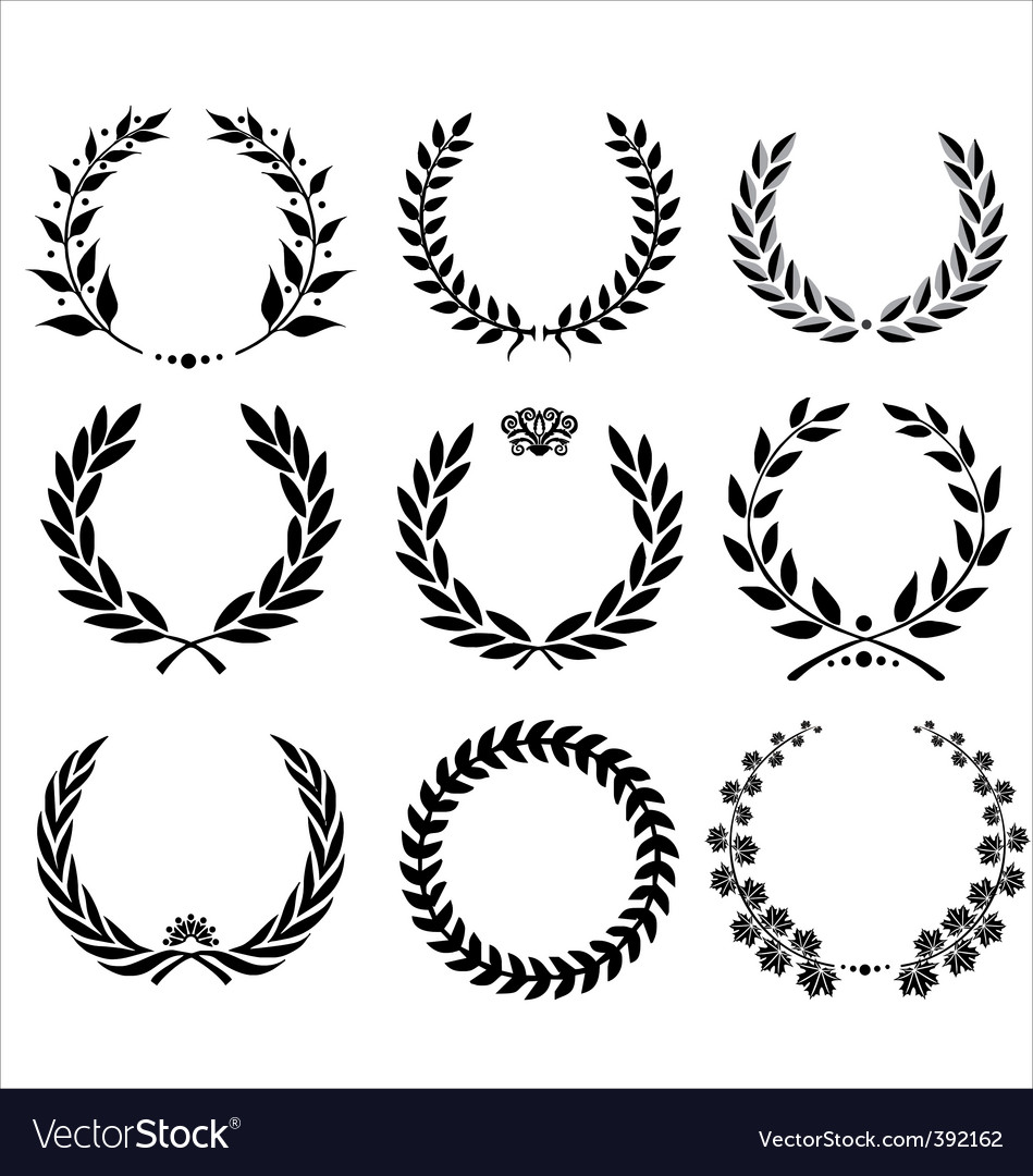 Set Laurel Wreath Royalty Free Vector Image Vectorstock 0185