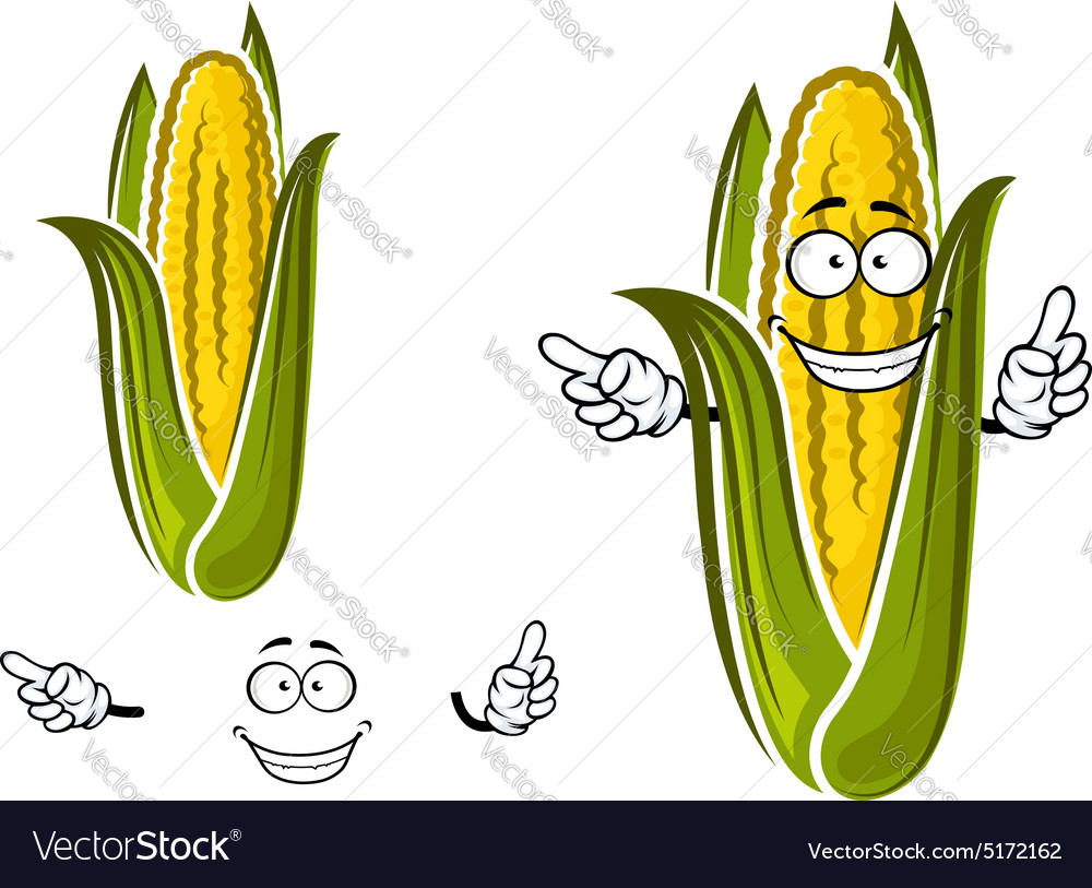 Sweet corn or maize vegetable character Royalty Free Vector