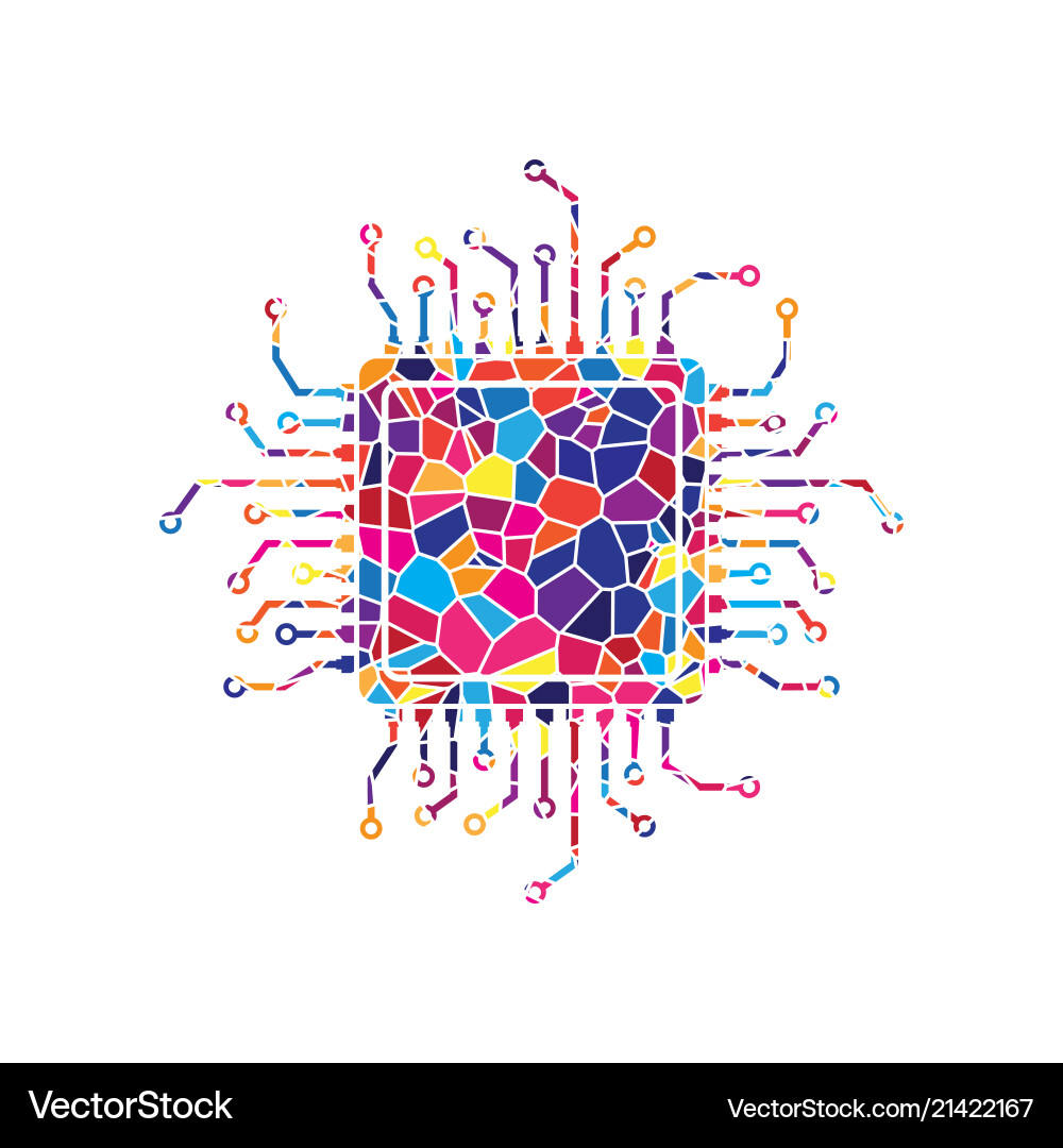 Cpu microprocessor stained Royalty Free Vector Image