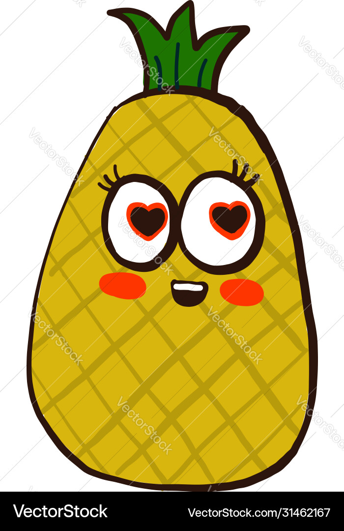 Cute pineapple on white background Royalty Free Vector Image