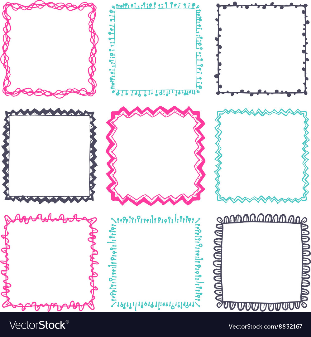 Download Set of 9 decorative square border frames Vector Image