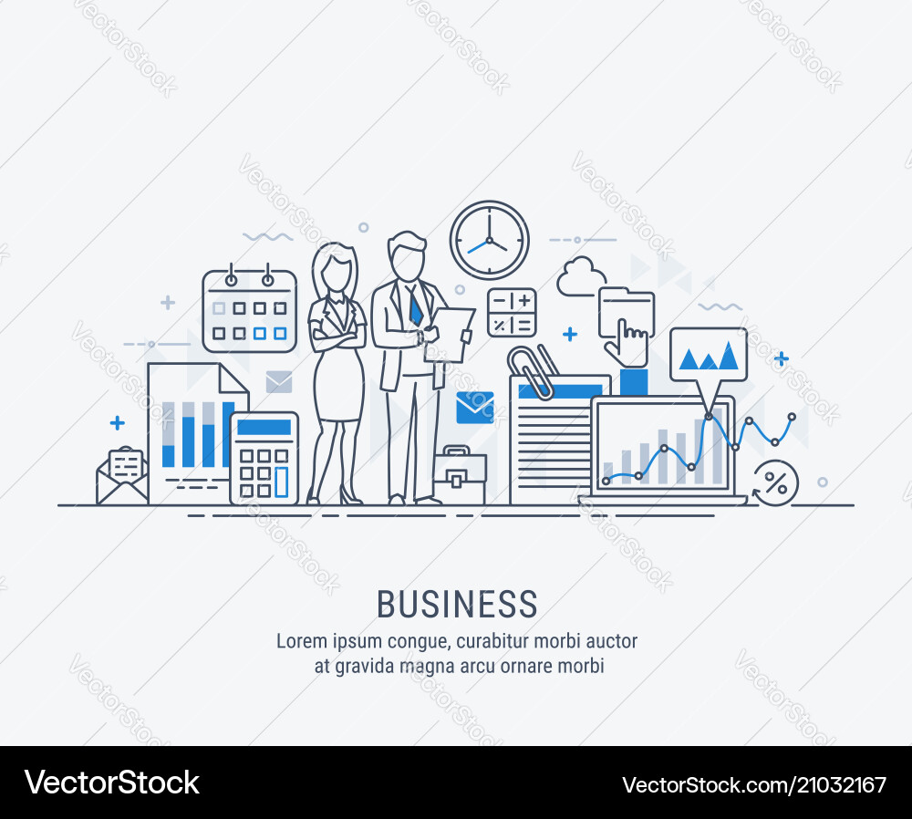 Teamwork modern flat thin line design business Vector Image