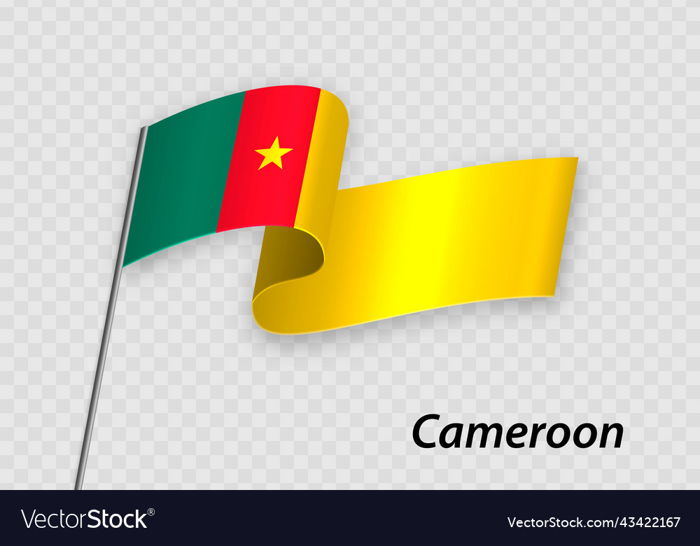 Waving flag of cameroon on flagpole template Vector Image
