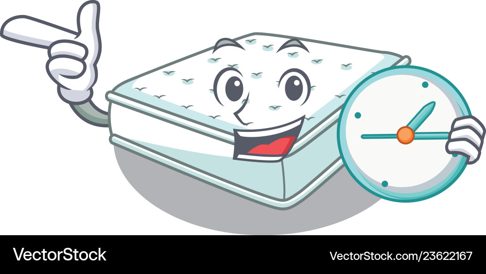 With clock mattress in on characters bedroom Vector Image