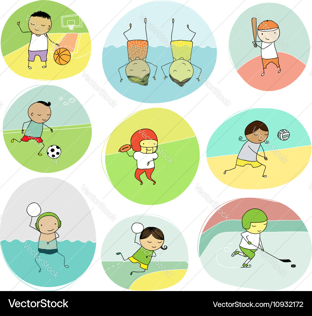 Collection Team Sports Cartoon Royalty Free Vector Image vectorstock