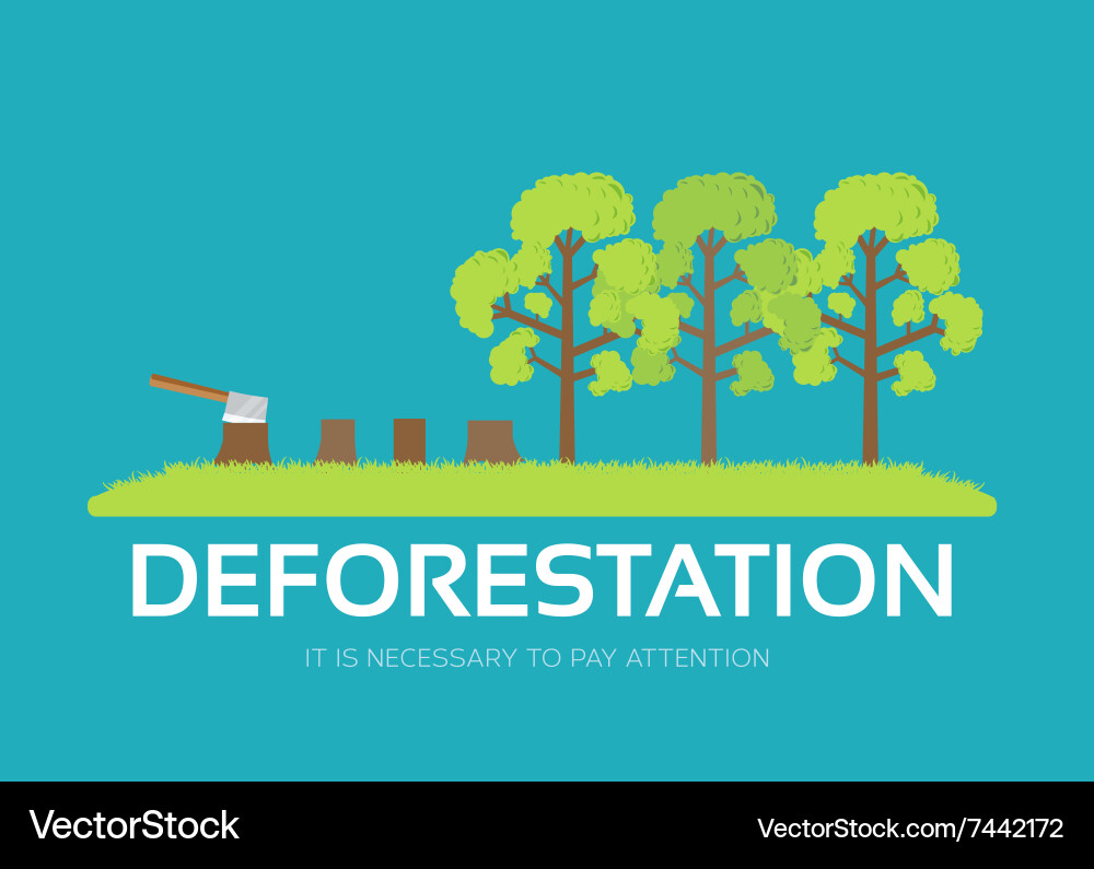 Issue deforestation in flat design background Vector Image