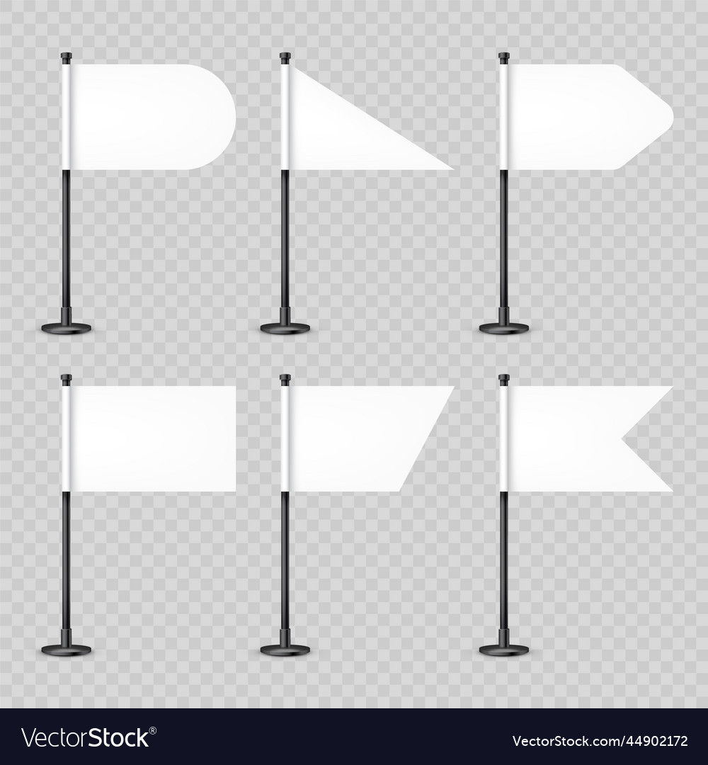 Realistic various table flags on a steel pole Vector Image