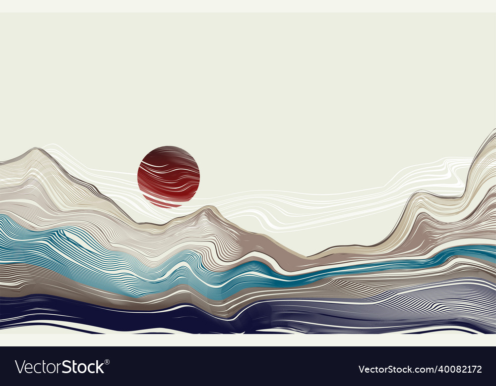 Trendy landscape graphic poster cards vector image Trendy landscape graphic poster cards