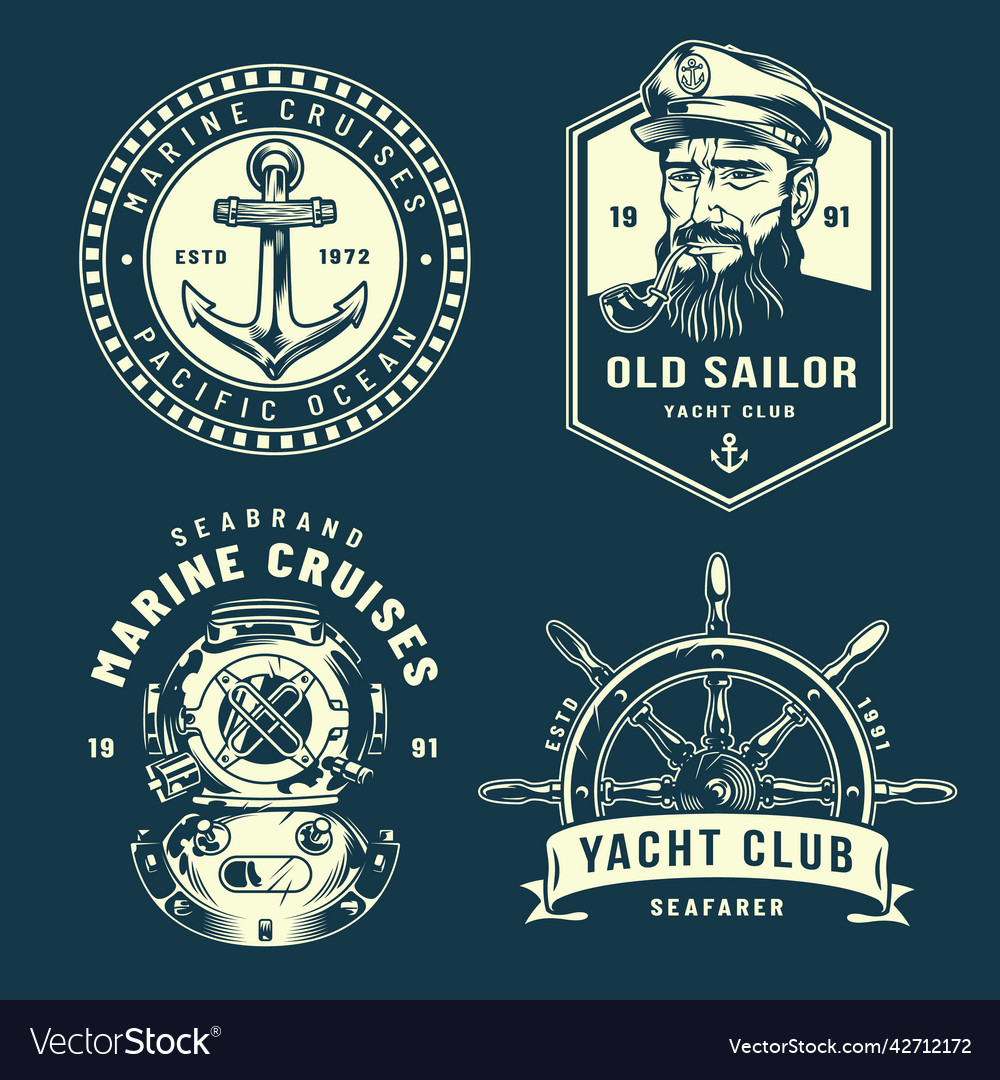 Vintage nautical logos collection Royalty Free Vector Image