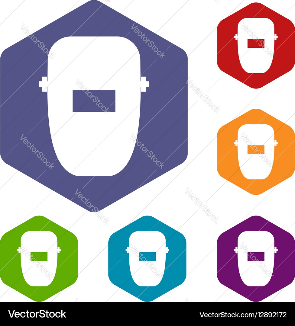 Welding mask icons set Royalty Free Vector Image