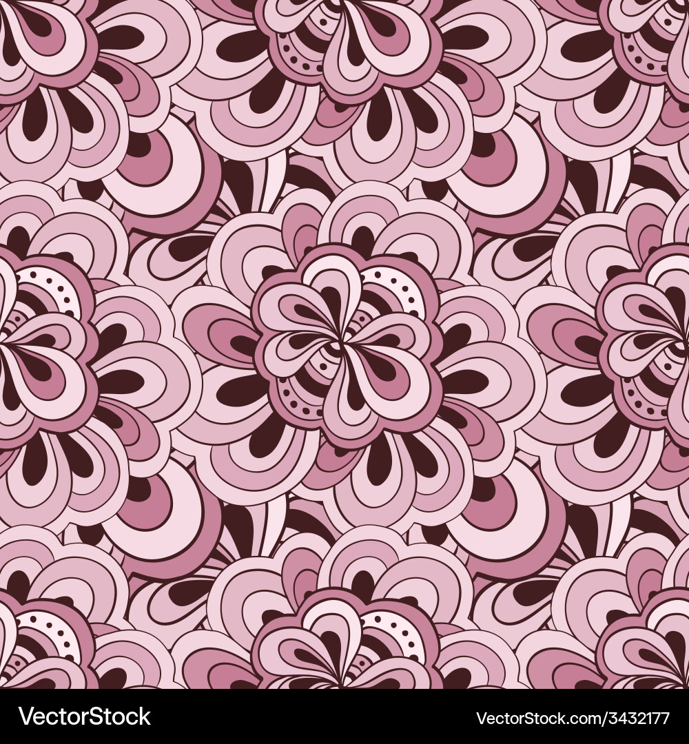 Doodle hand drawn seamless floral pattern Vector Image