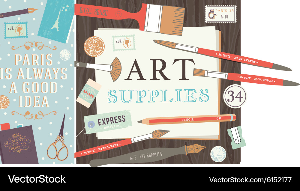 Flat design concepts for art courses Royalty Free Vector