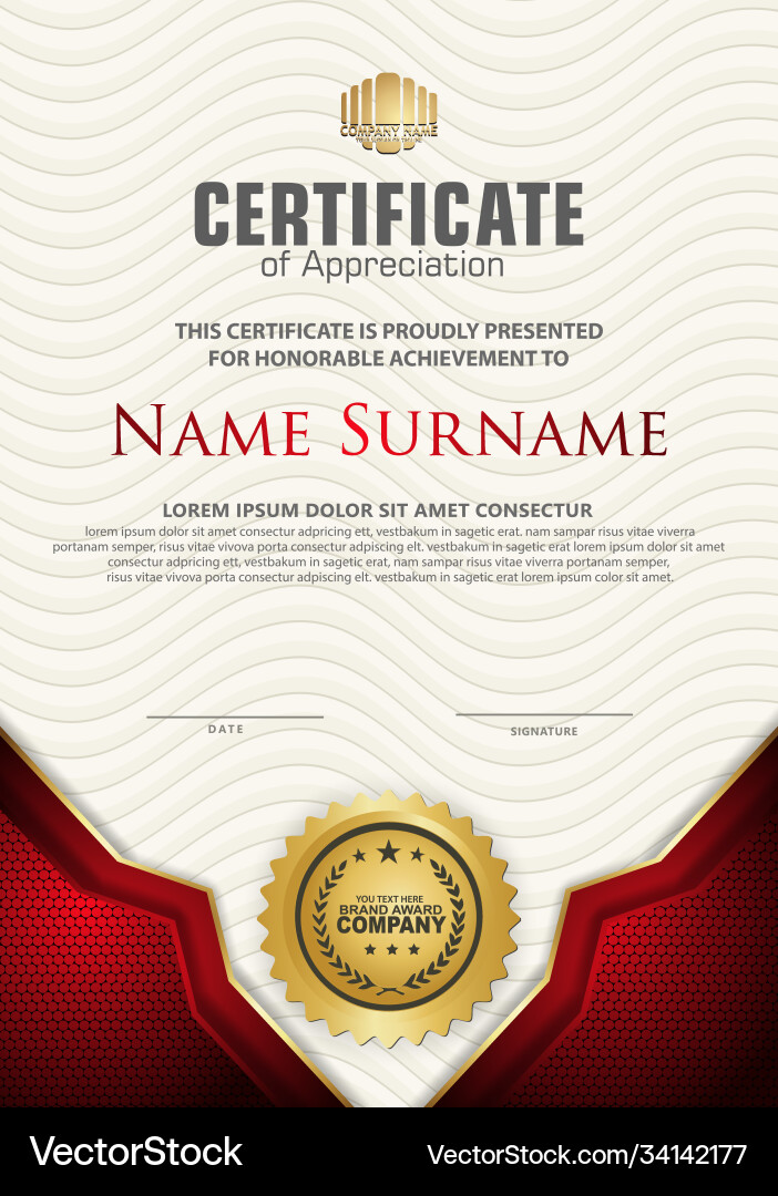 Luxury vertical modern certificate template Vector Image