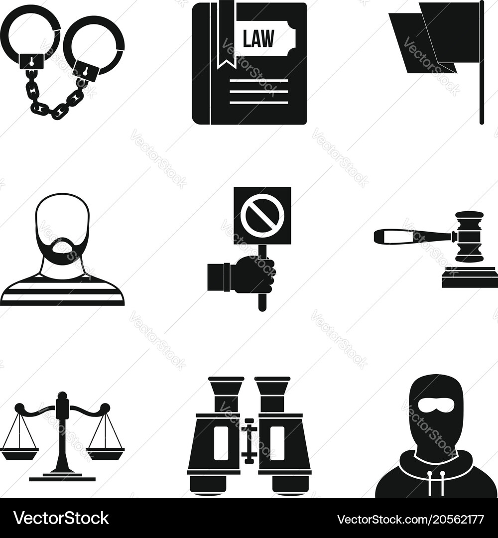 Molestation icons set simple style Royalty Free Vector Image