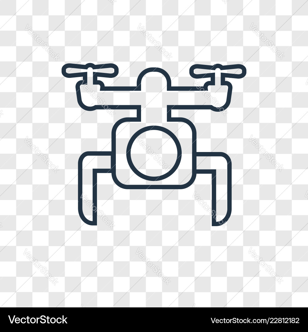 Drone concept linear icon isolated on transparent Vector Image