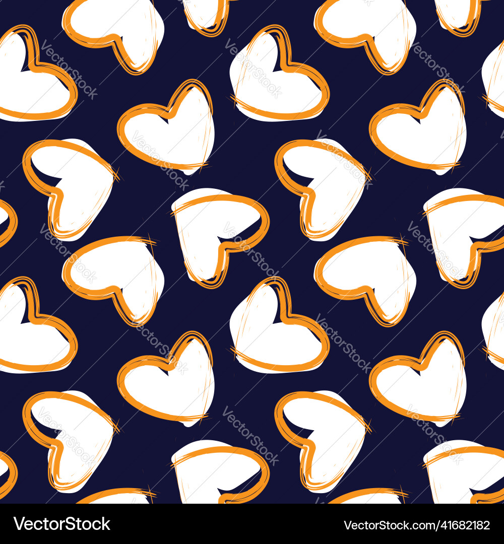 Heart shaped brush stroke seamless pattern design Vector Image