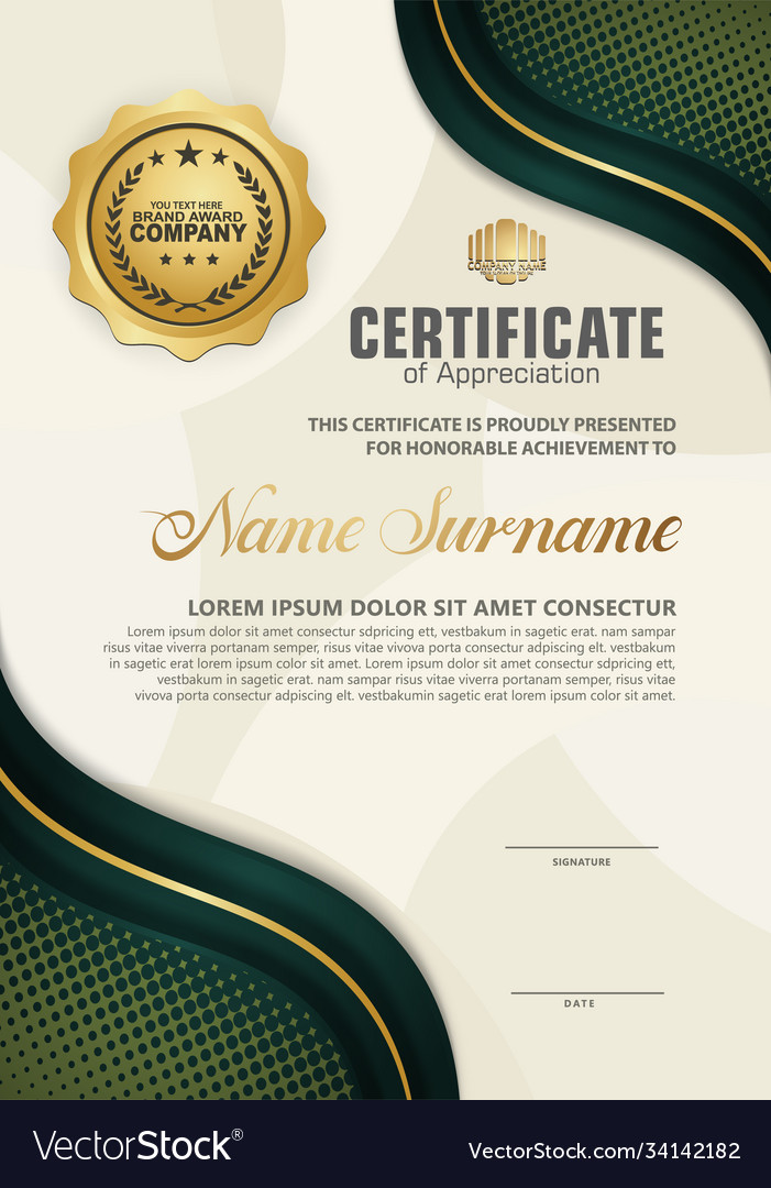 Luxury vertical modern certificate template Vector Image