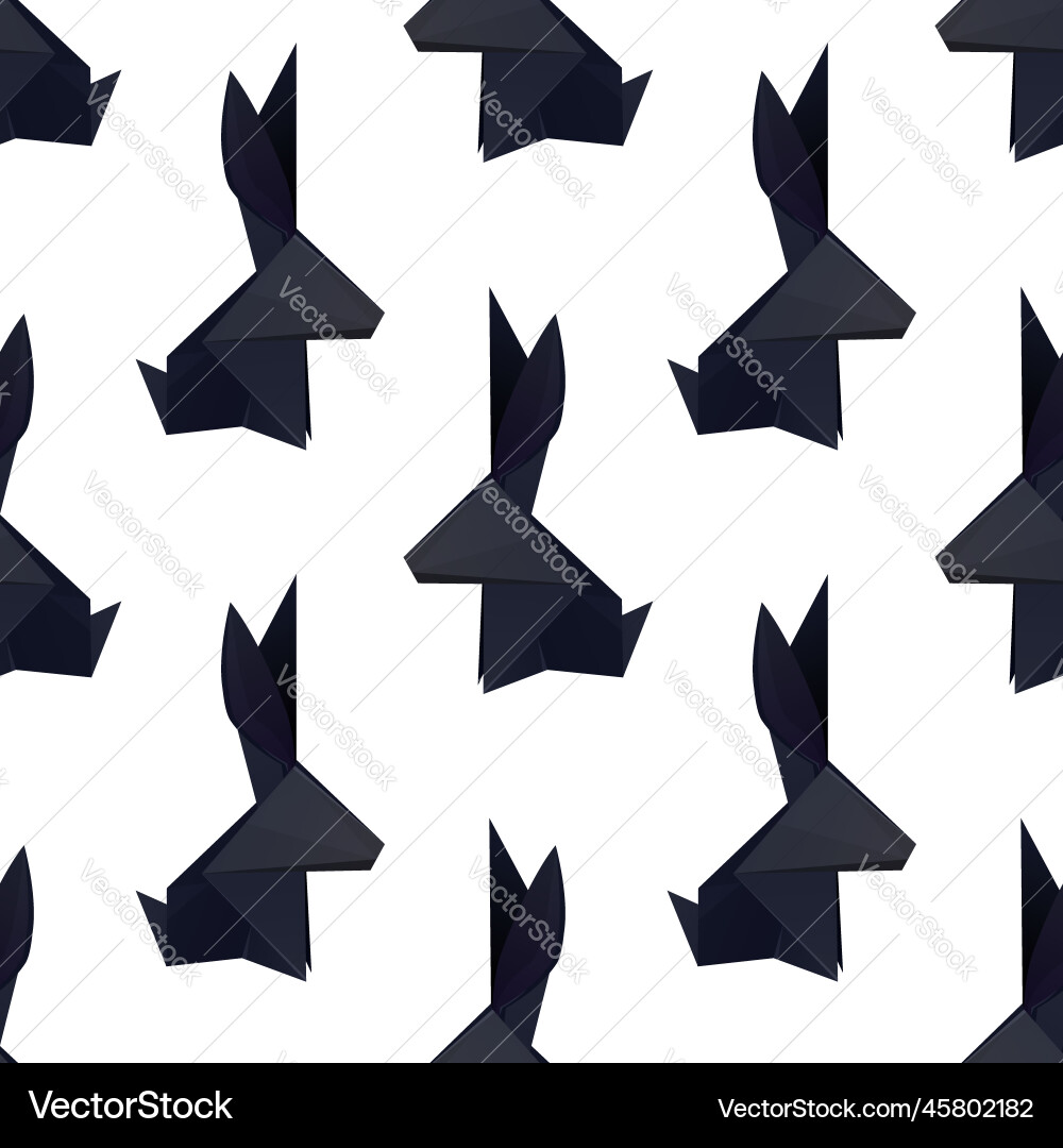 Black Rabbit Patterns Seamless pattern with origami black rabbits Vector Image