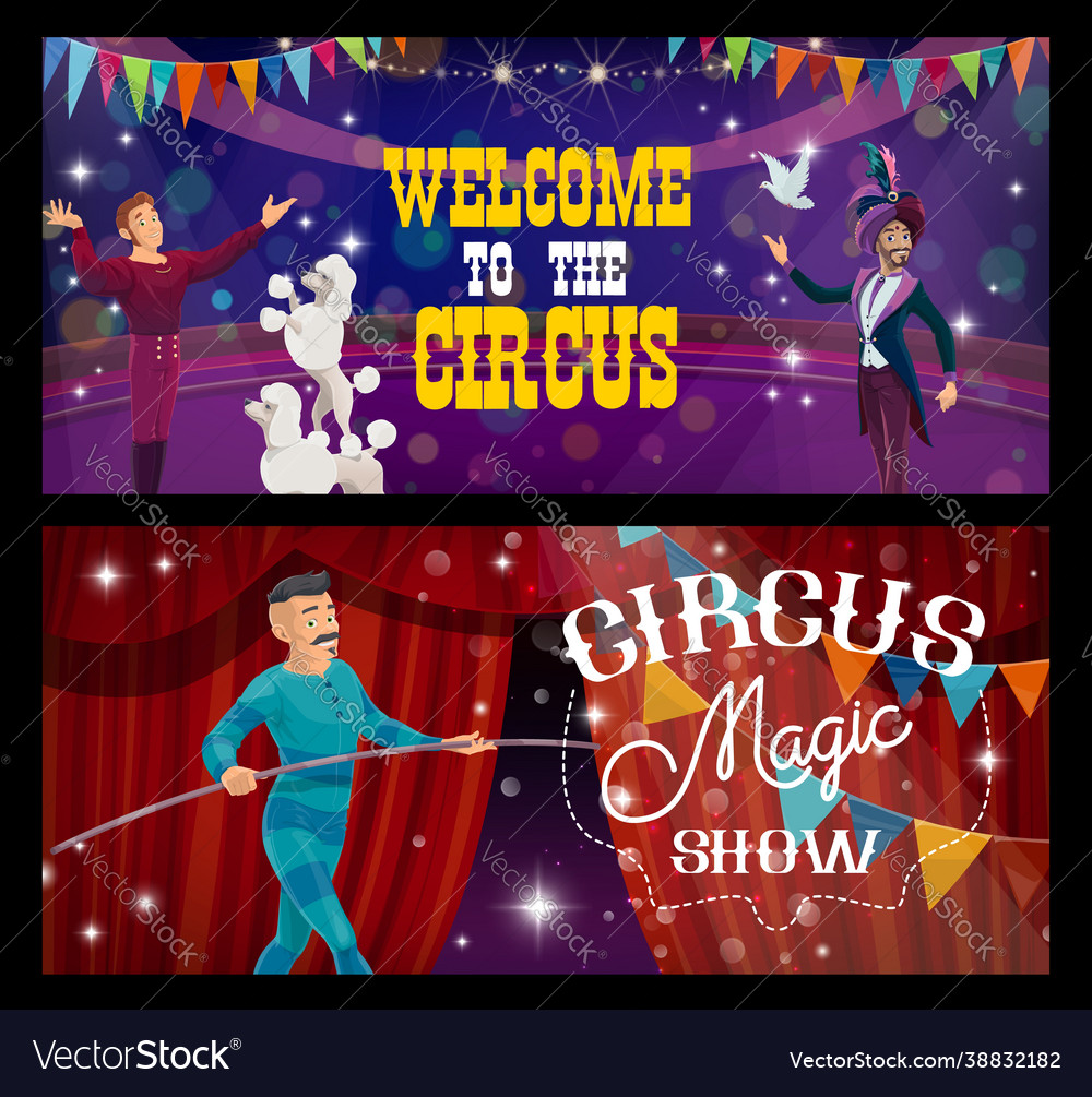 Shapito circus magician trainer and rope walker Vector Image