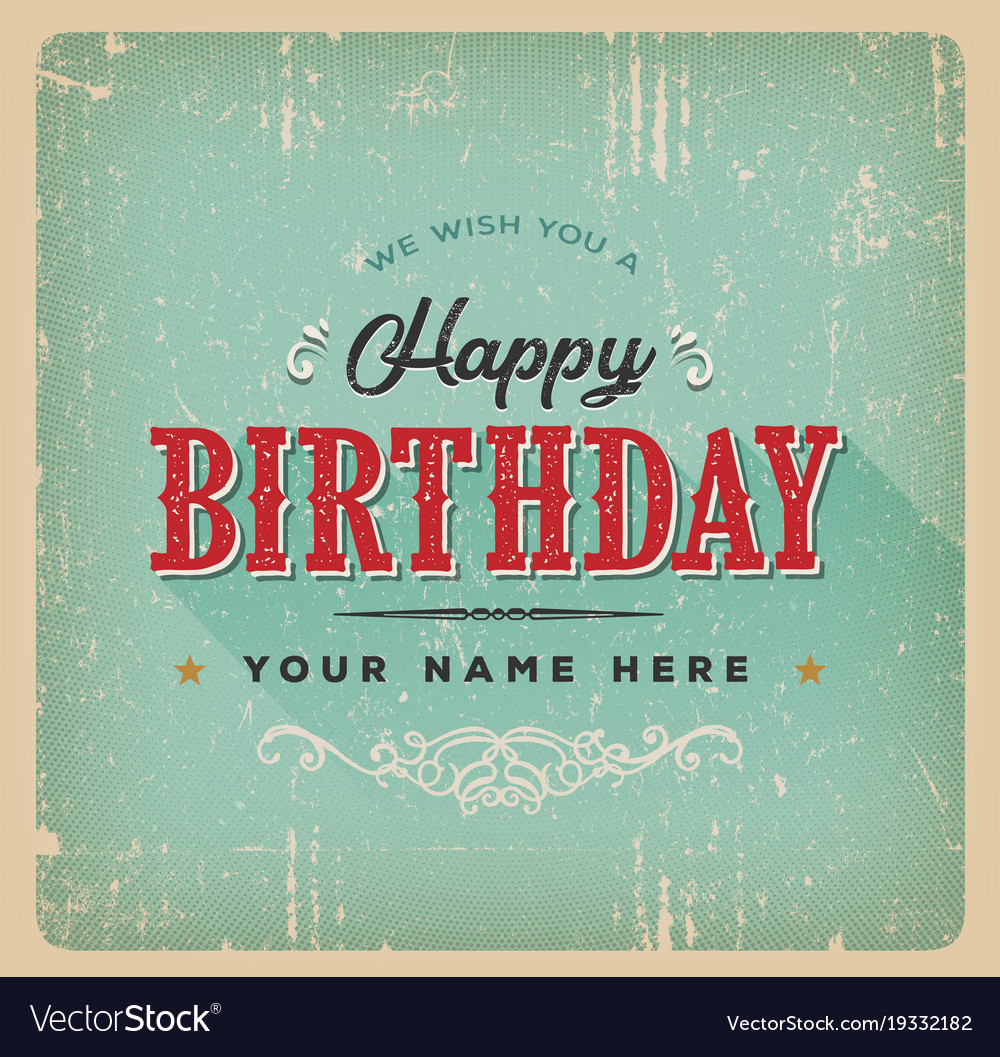 Vintage birthday poster Royalty Free Vector Image