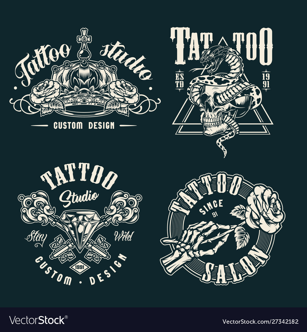 Vintage tattoo studio prints Royalty Free Vector Image