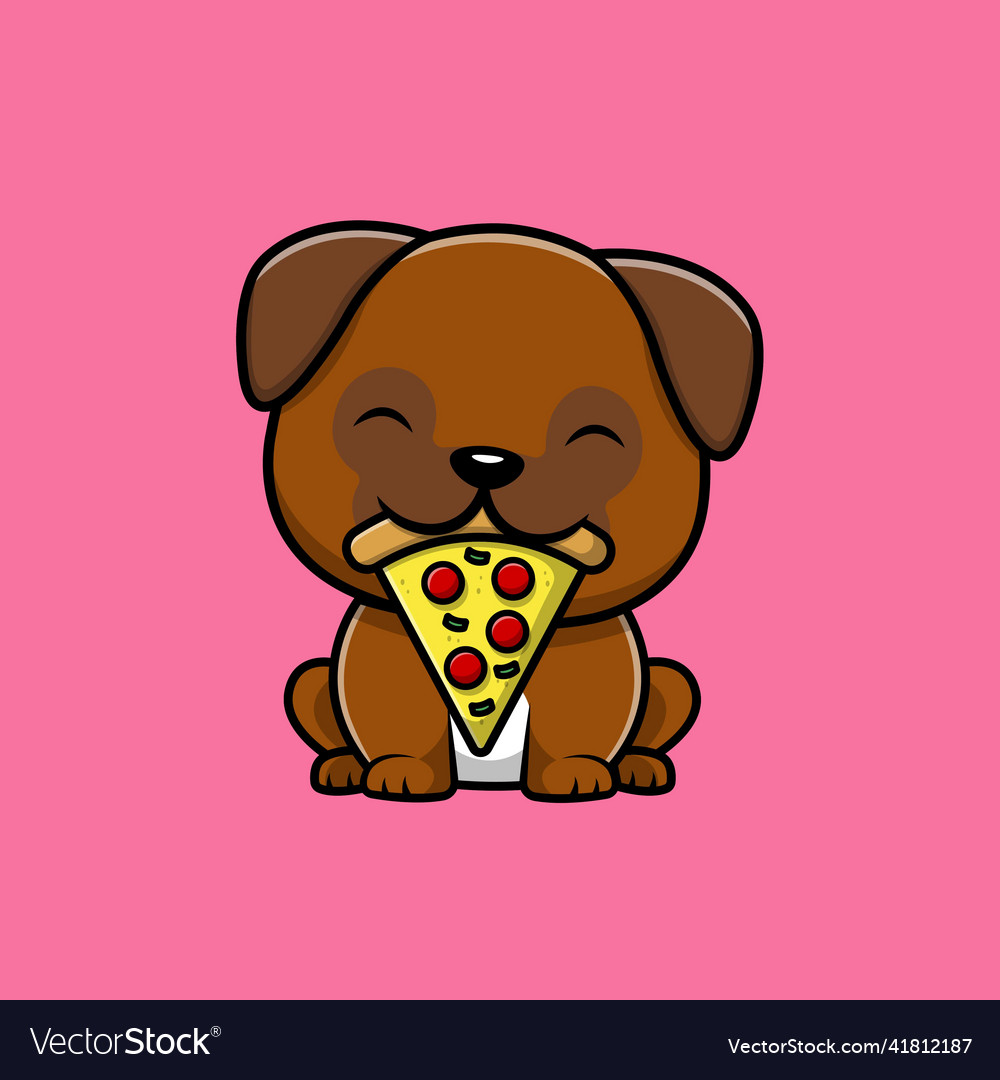 Cute pug dog eating pizza Royalty Free Vector Image