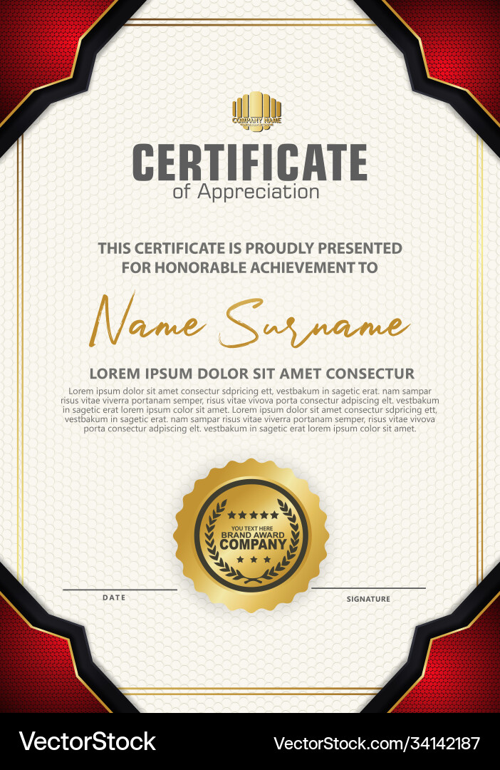 Luxury vertical modern certificate template Vector Image