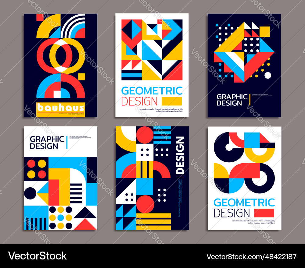 Modern abstract bauhaus posters geometric pattern Vector Image