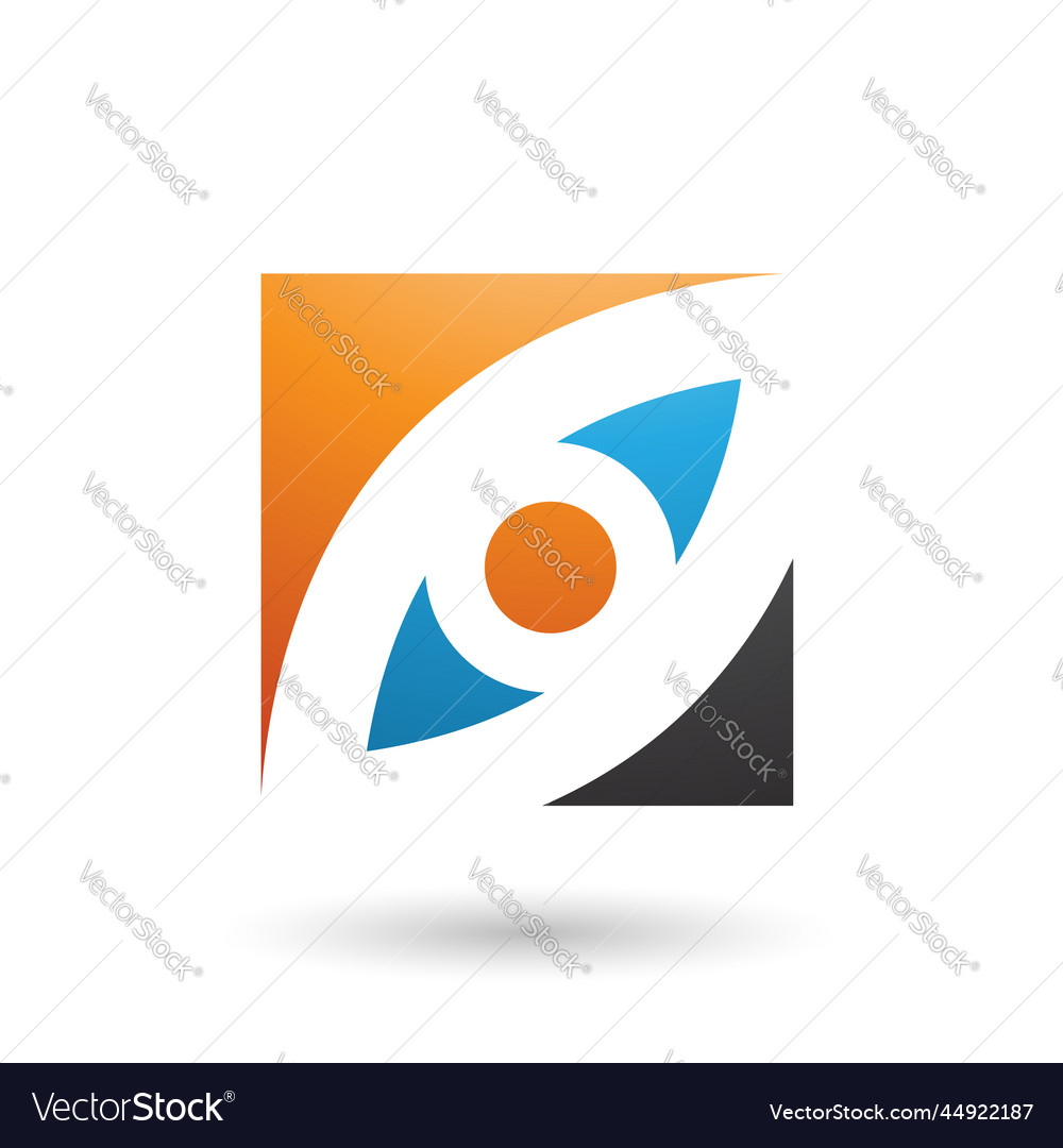 Orange blue and black eye shaped square Royalty Free Vector