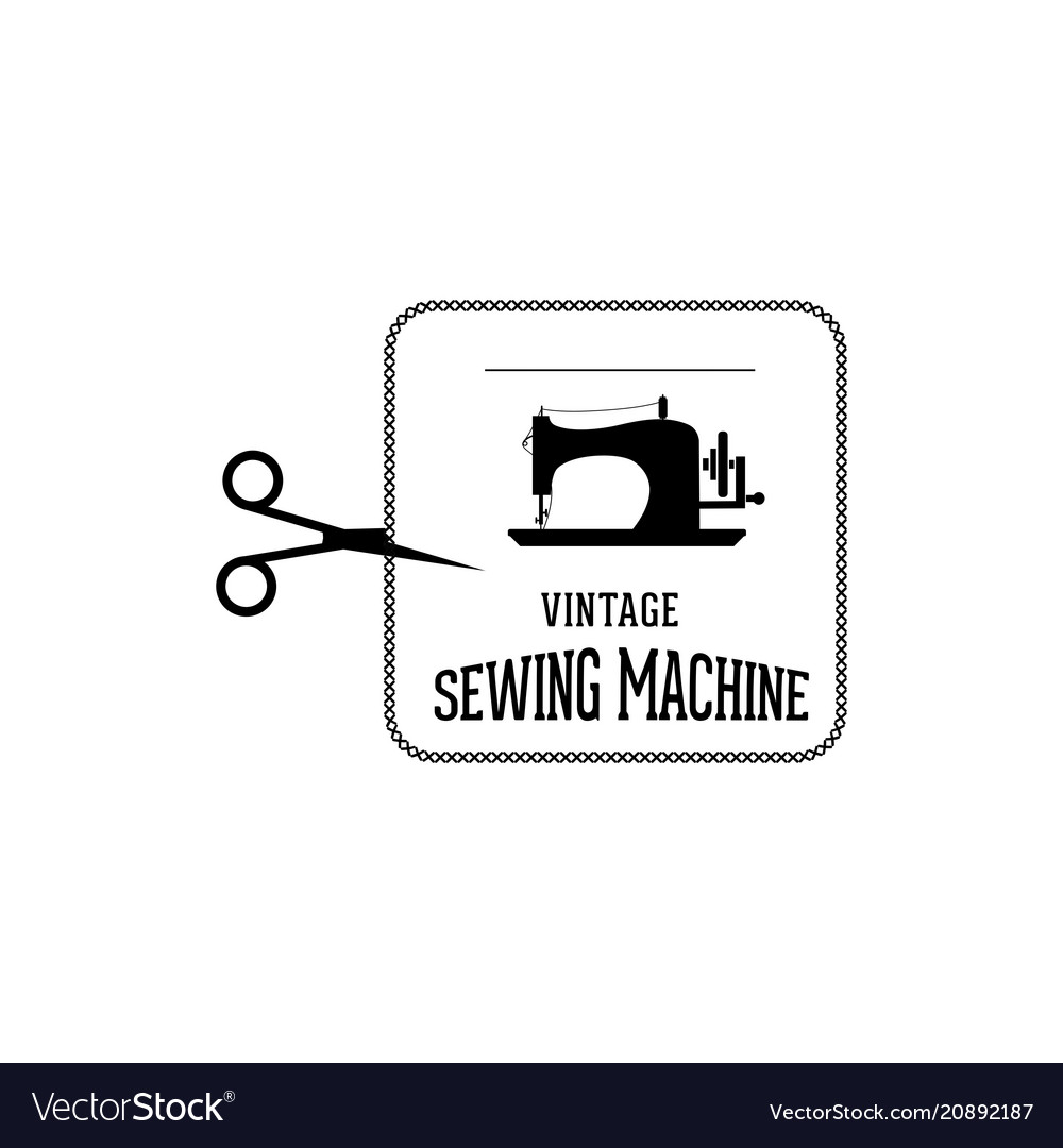 Vintage sewing machine logo Royalty Free Vector Image